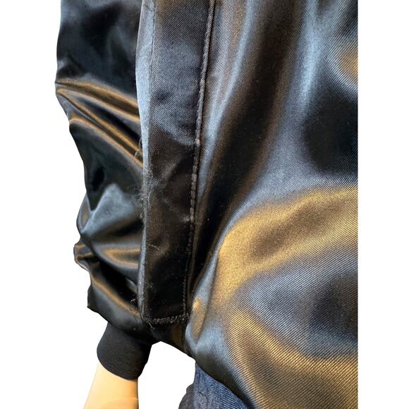 Vintage 80s Chalk Line Mickey Mouse Satin Bomber Jacket Black Large Made in USA - Picture 3 of 12